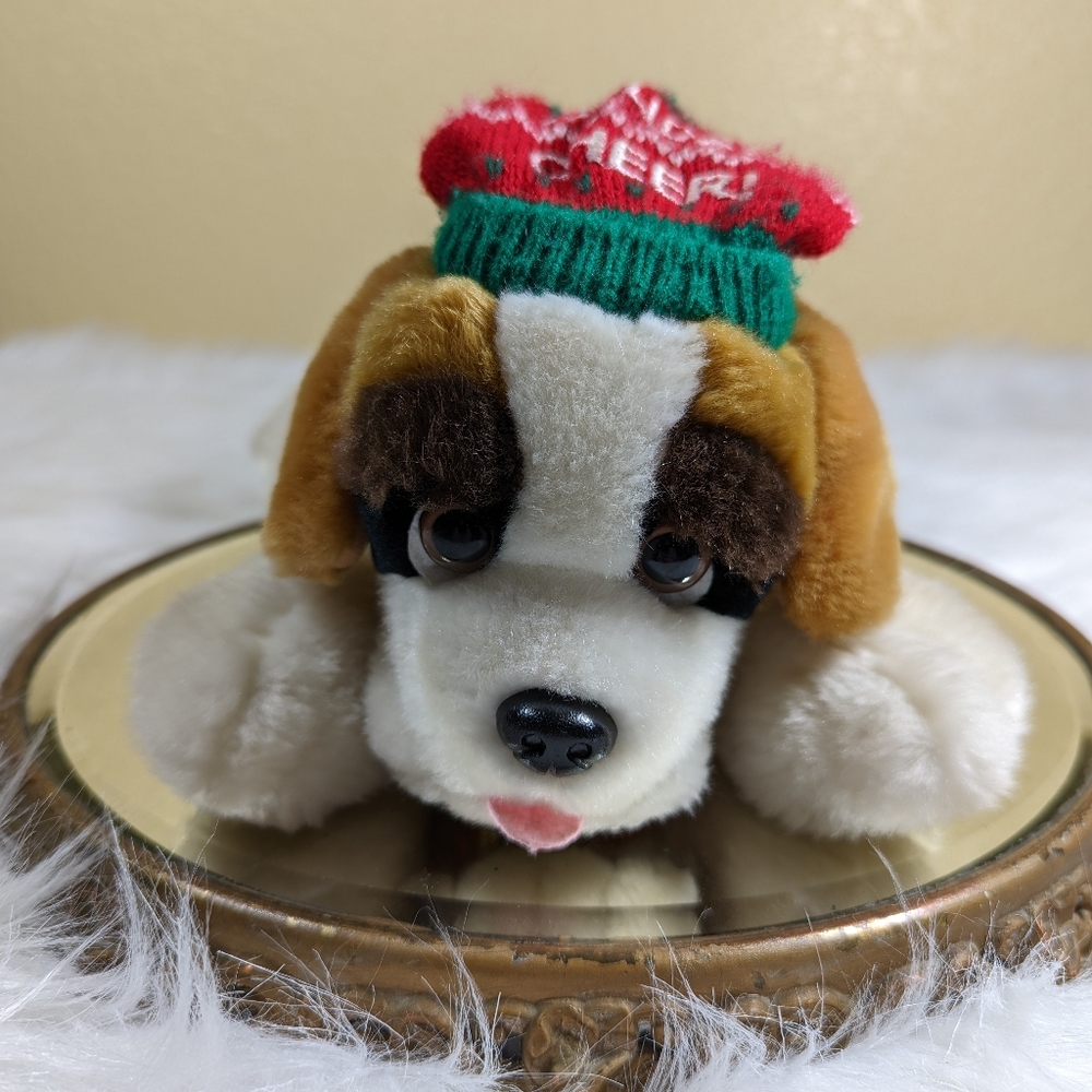 Aurora World Inc Saint Bernard Dog Christmas Plush Stocking Cap Stuffed Animal